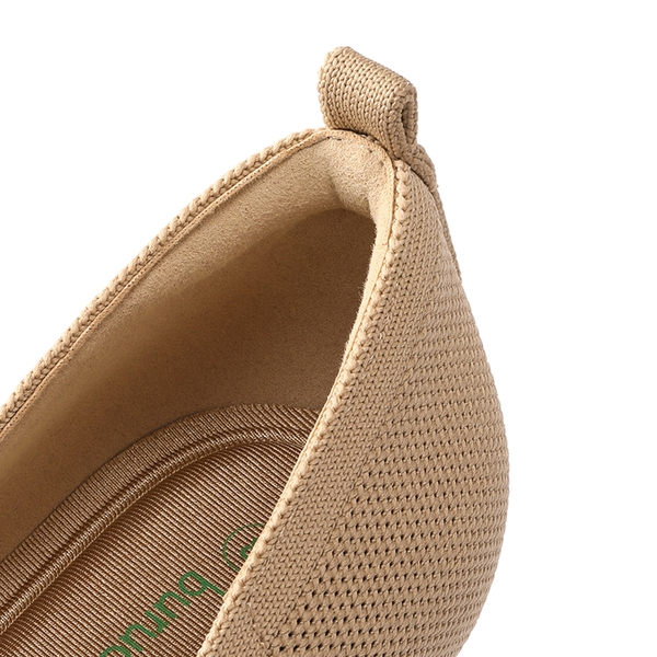 Low Kitten Heel Knit Pumps - BEIGE - 5